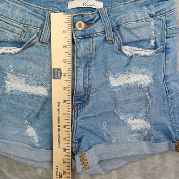 Kancan Distressed Denim Jean Shorts Women's W7 27 Blue High Waist Cuffed KC7082L - Picture 12 of 13